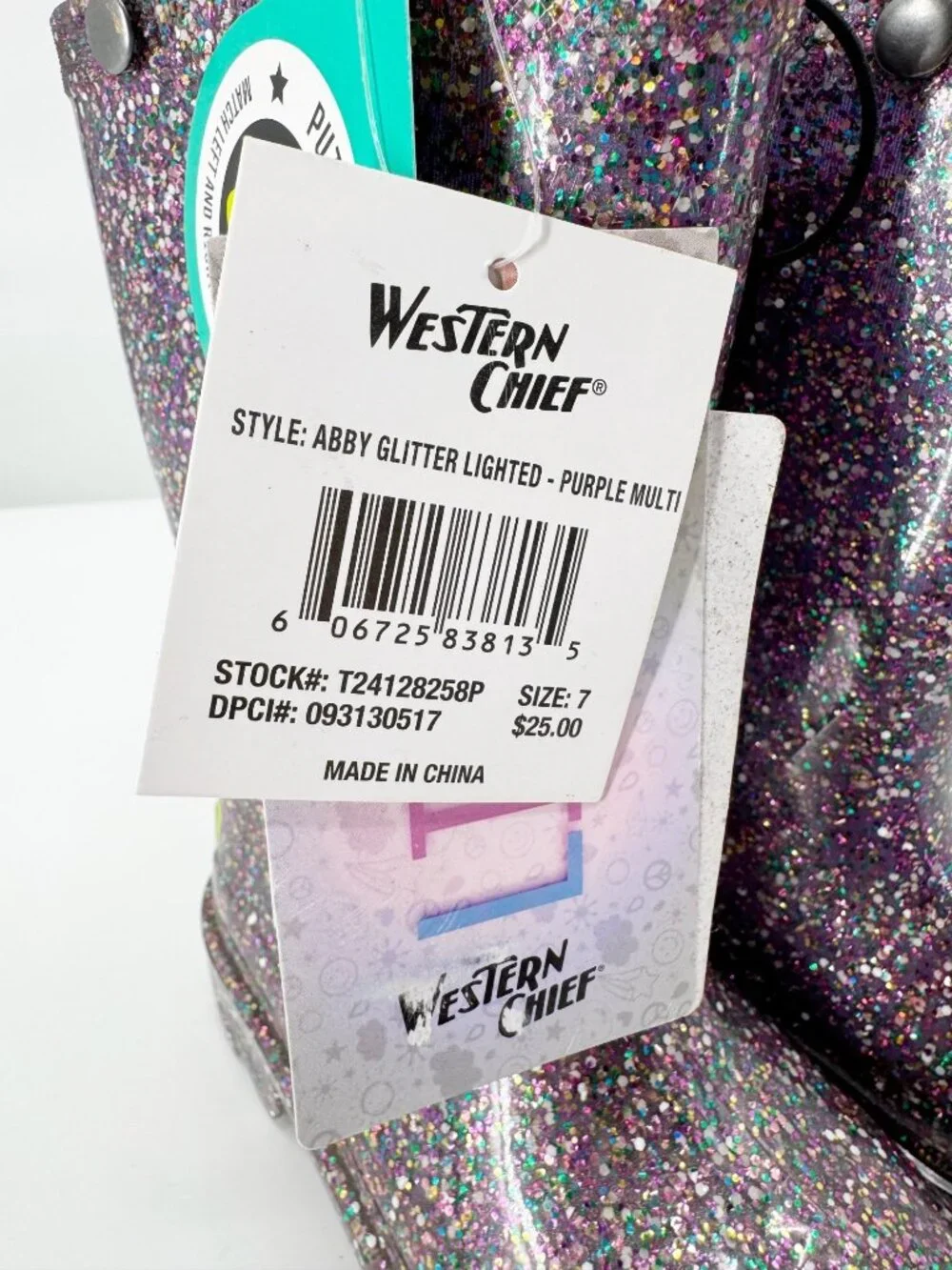 NEW Western Chief Toddler Abby Glitter Rain Boots - Purple